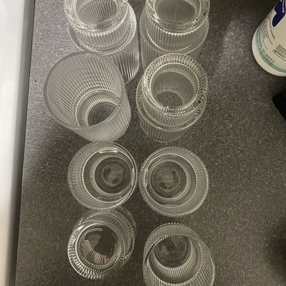 Small and large glass cups